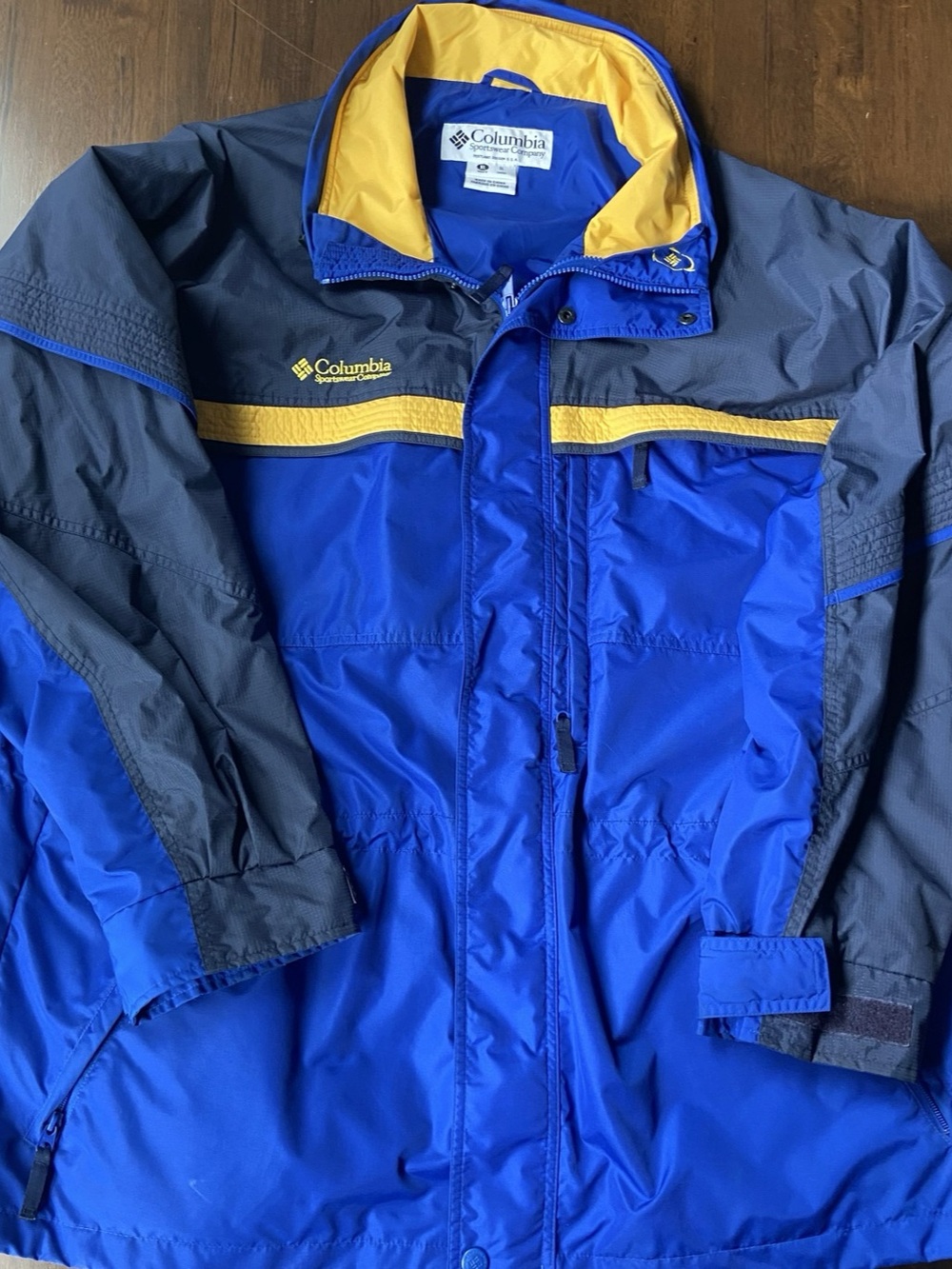 Columbia Gizzmo Jacket Mens XL Blue Yellow Colorblock Ski Shell Parka Vintage